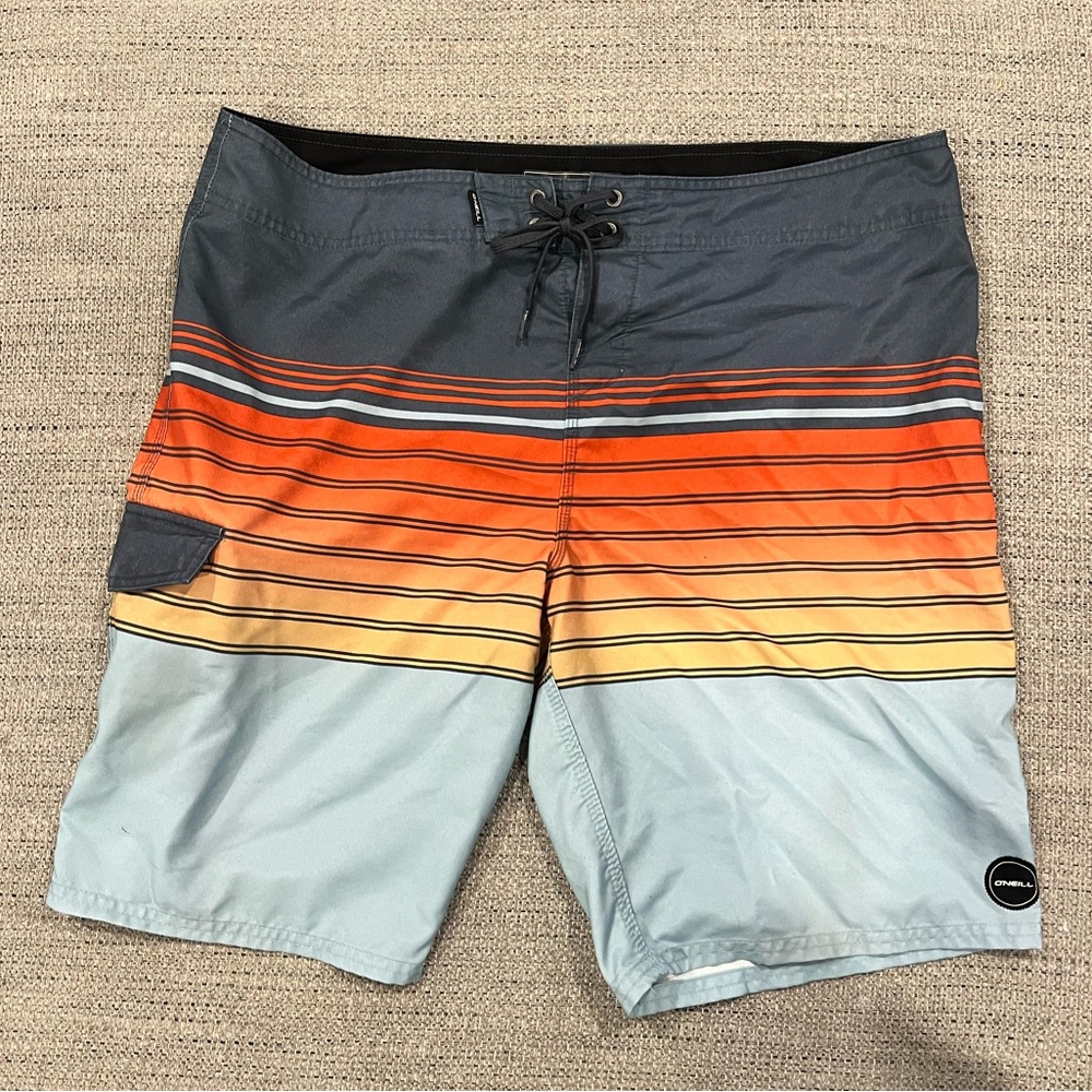 O'Neill Men's Gradient Swim Shorts - Gray and Orange